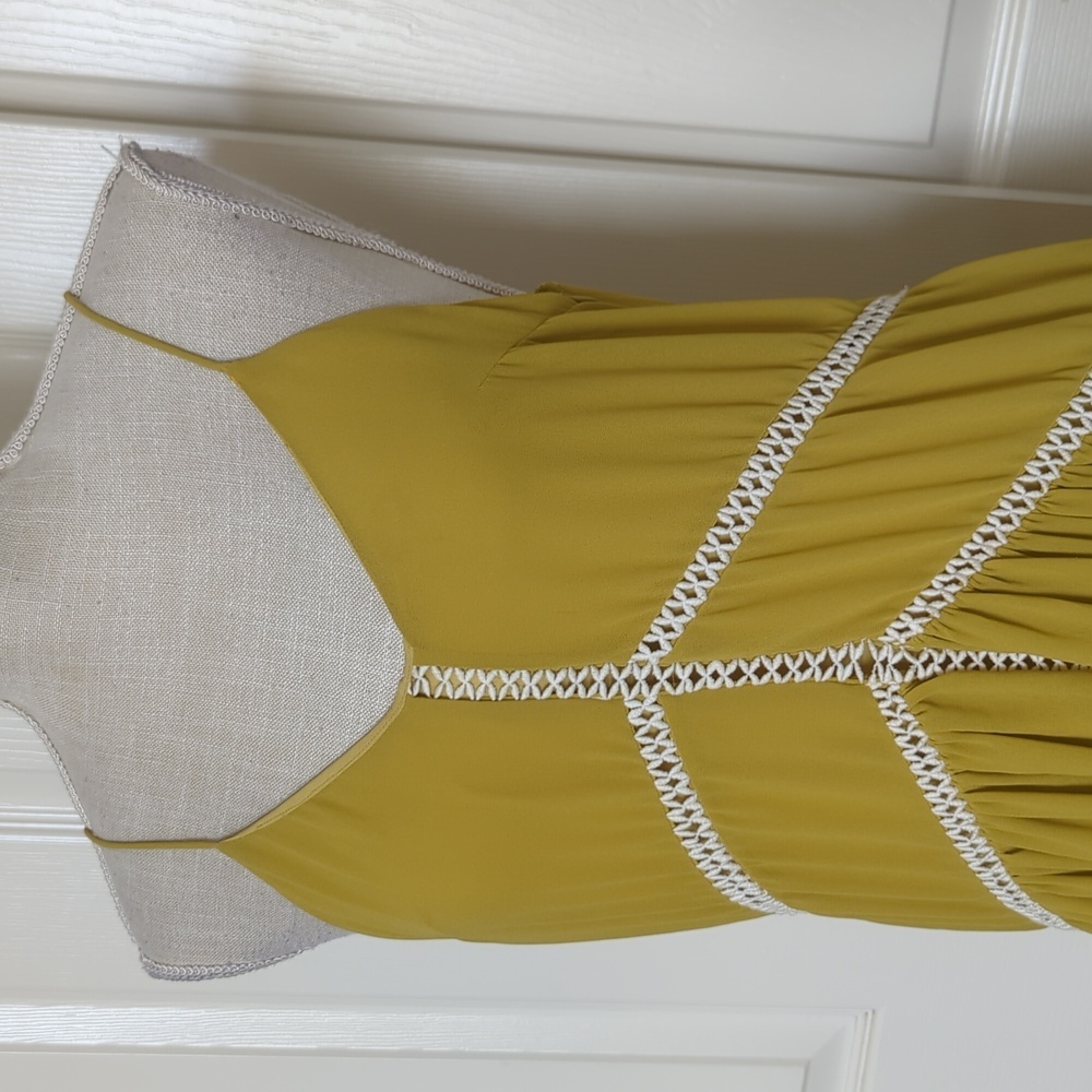 Ixiah Mustard Maxi Dress with Lace Accents - Picture 2 of 10